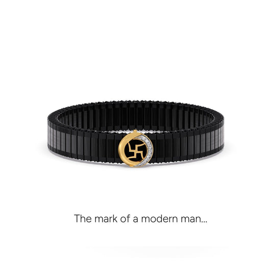Swastika Wheel Diamond Men's Bracelet