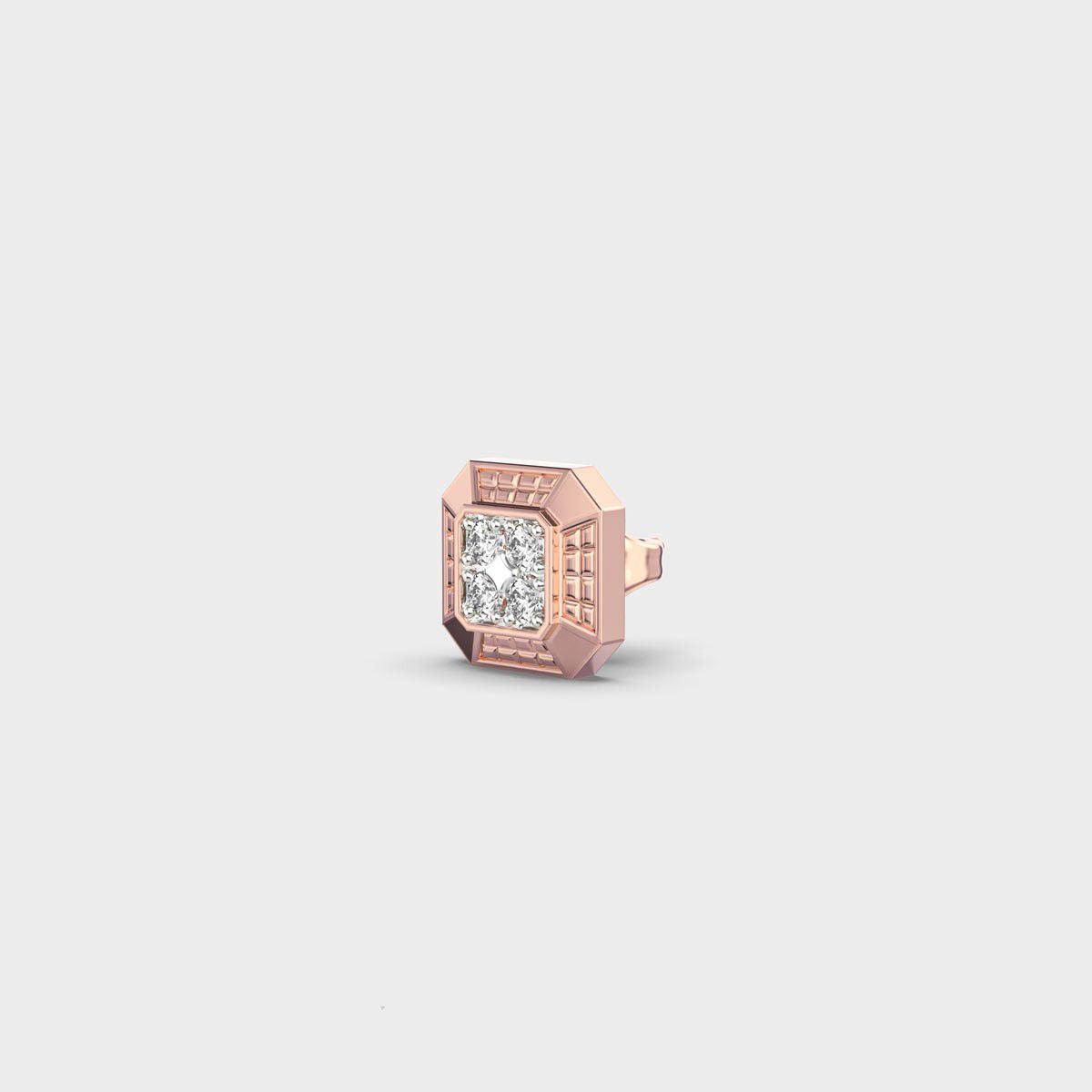 Radiant Octagonal Clustered Diamond Stud For Men