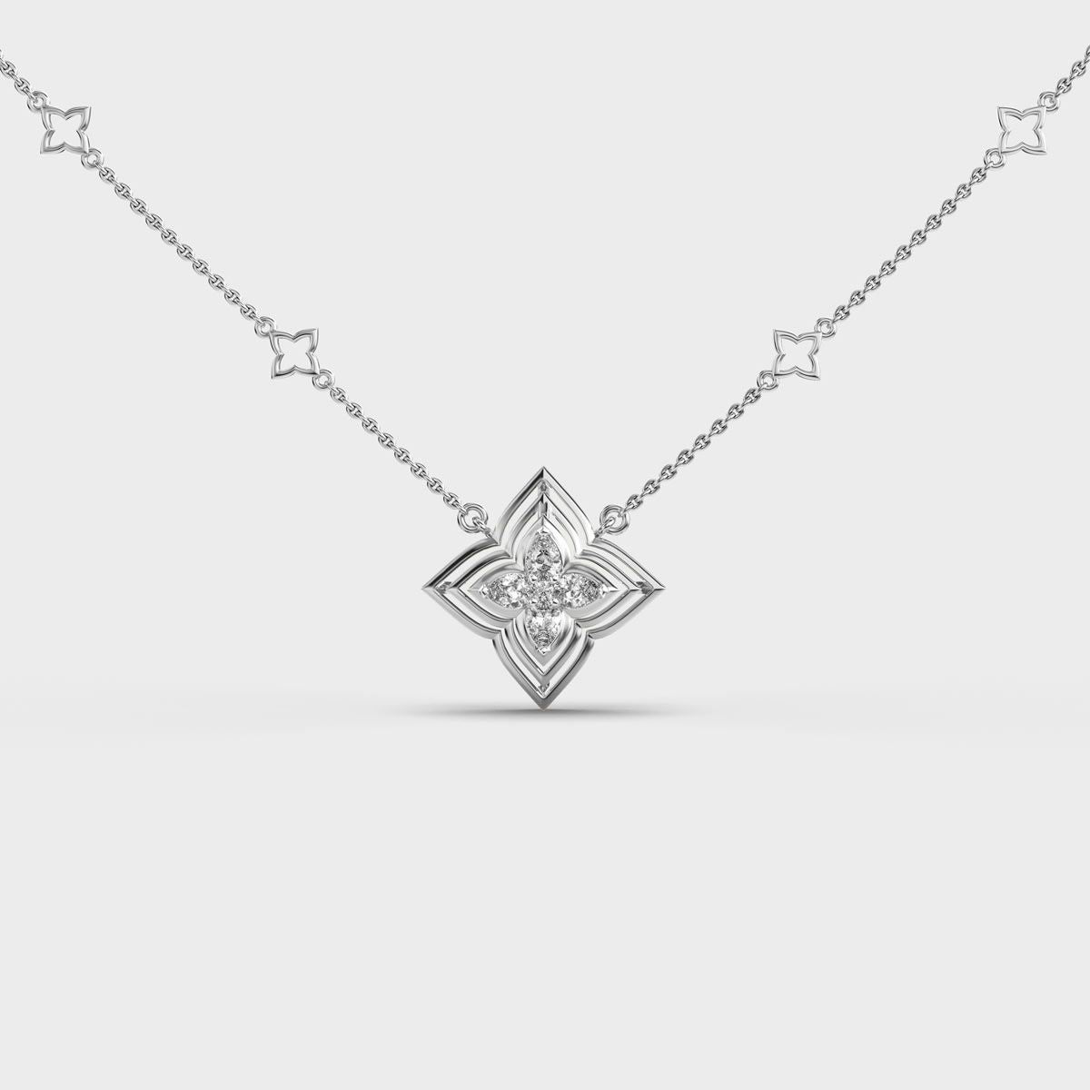 Dainty Flower Mesh Star Diamond Necklace