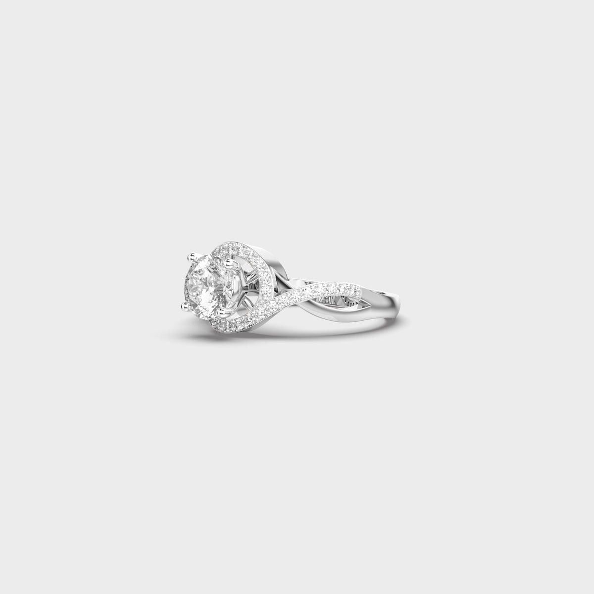 Twisted Halo Padma Cut Diamond Ring - View 11