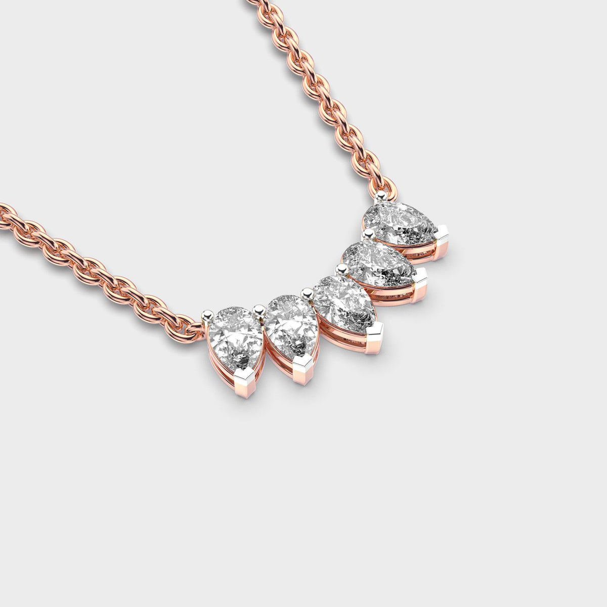 Inverted Tiara Pear Diamond Necklace