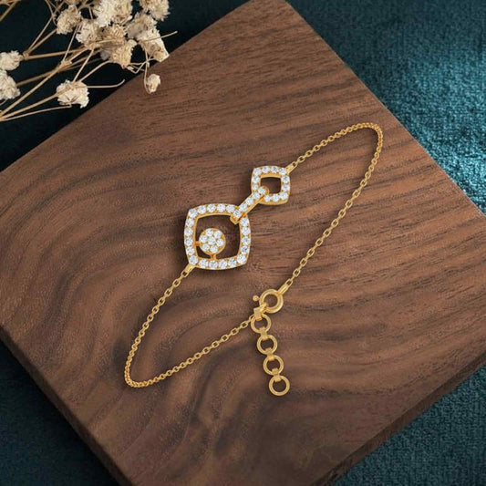 Interlocking Geometric Shape Diamond Chain Bracelet