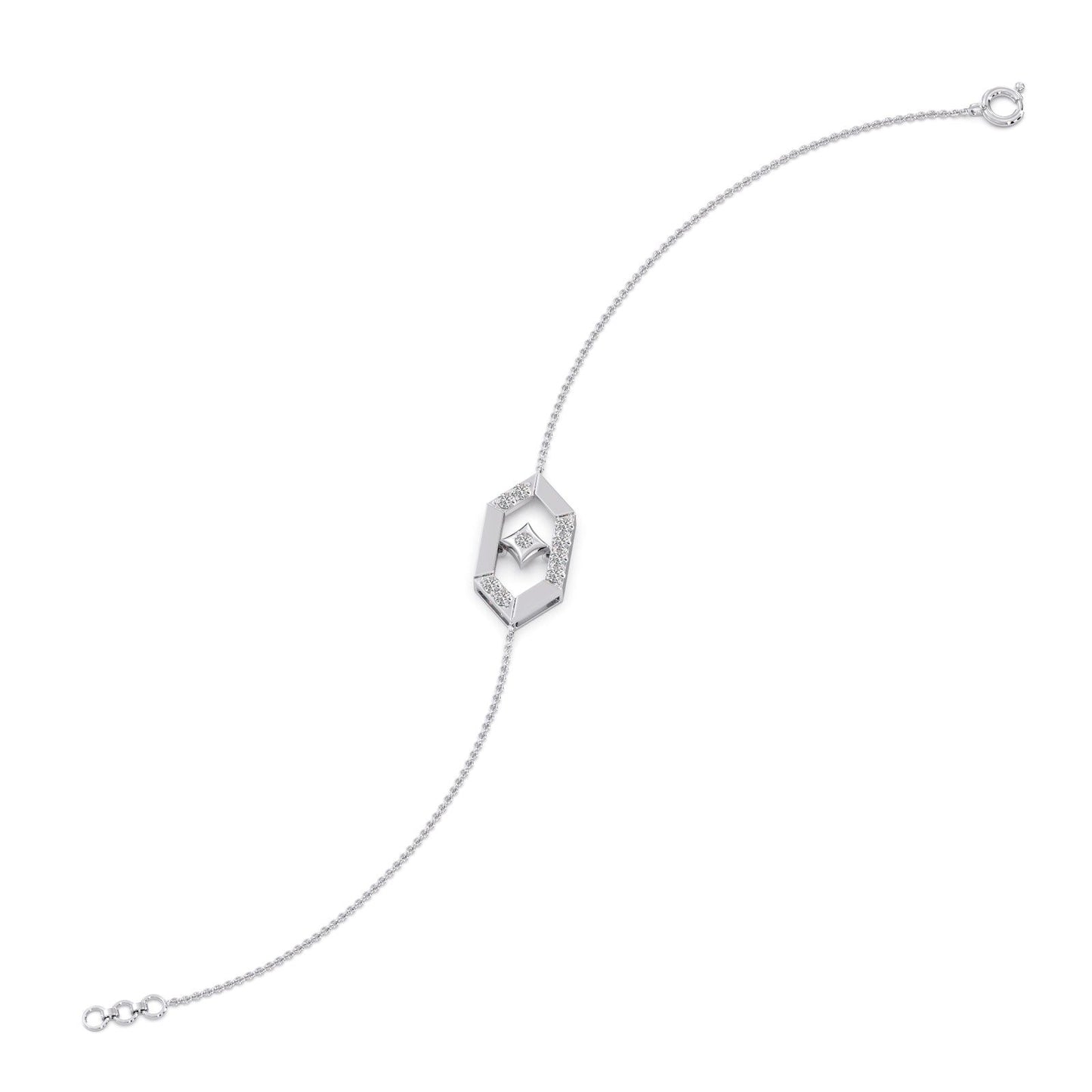 Hexora Moving Diamond Lattice Chain Bracelet