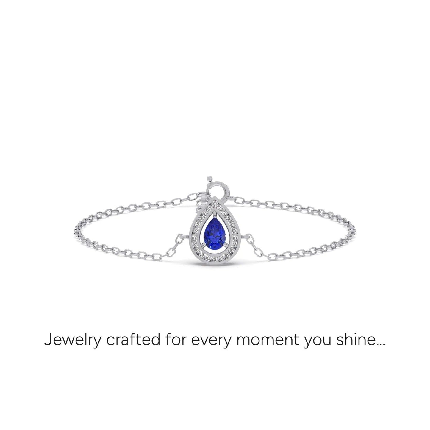 Blue Teardrop Halo Diamond Bracelet
