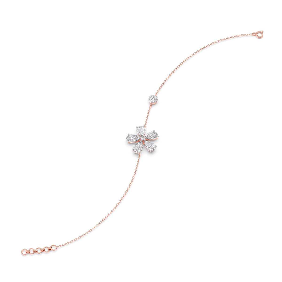 Delicate Floral Round Diamond Bracelet