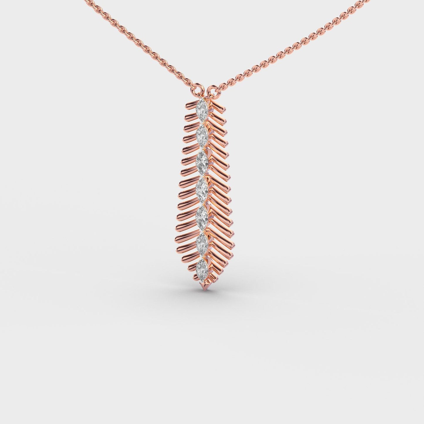 Elongated Fern Diamond Necklace