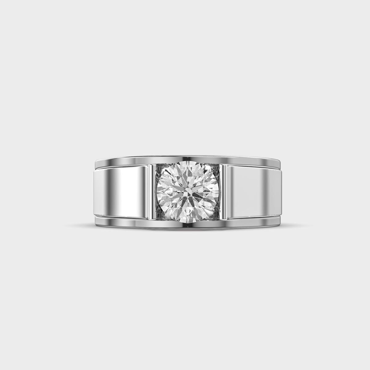 Dual Tone Diamond Solitaire Band Ring for Men - View 6
