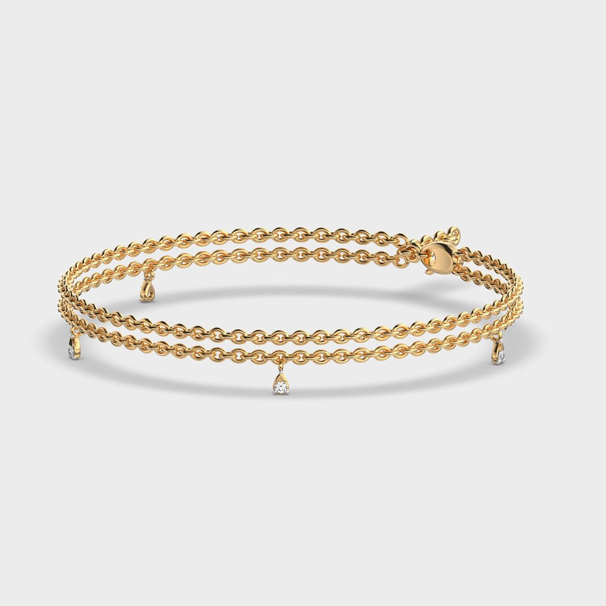 Triple Chain Bracelet with Diamonds