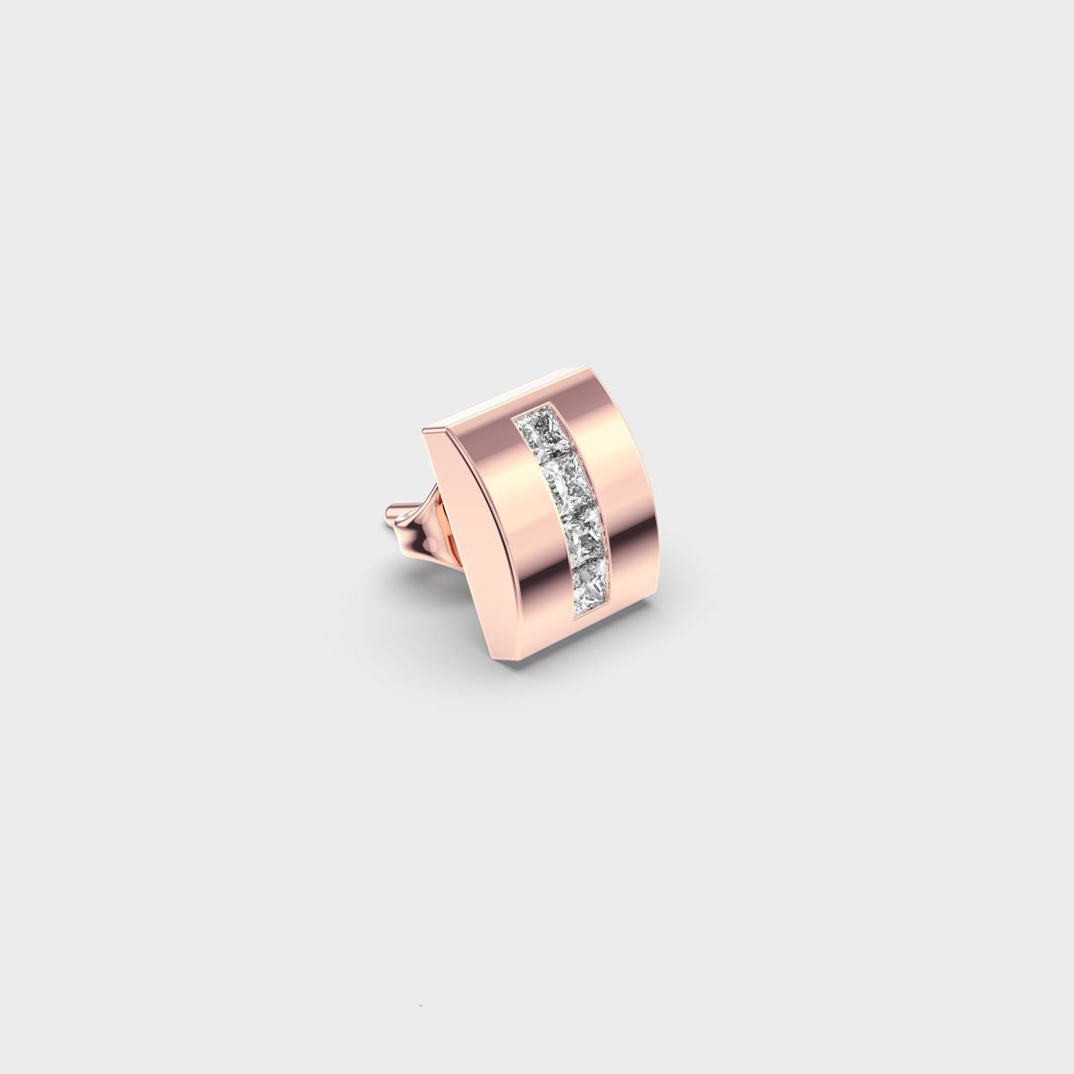 Diamond Drift Stud with Clustered Strip