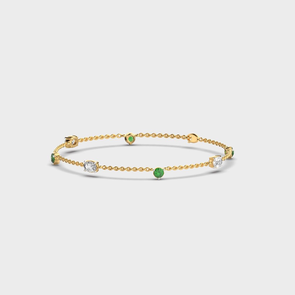 Minimal Artemis Green Dot Stone Diamond Bracelet