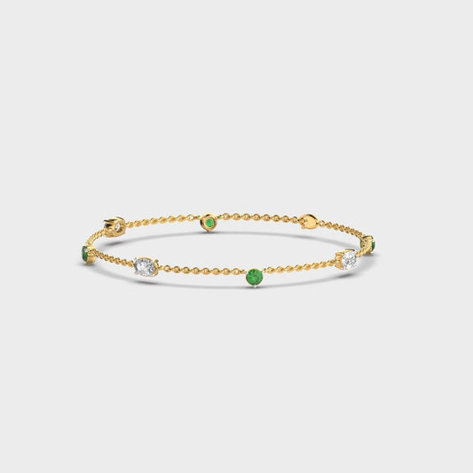 Minimal Artemis Green Dot Stone Diamond Bracelet
