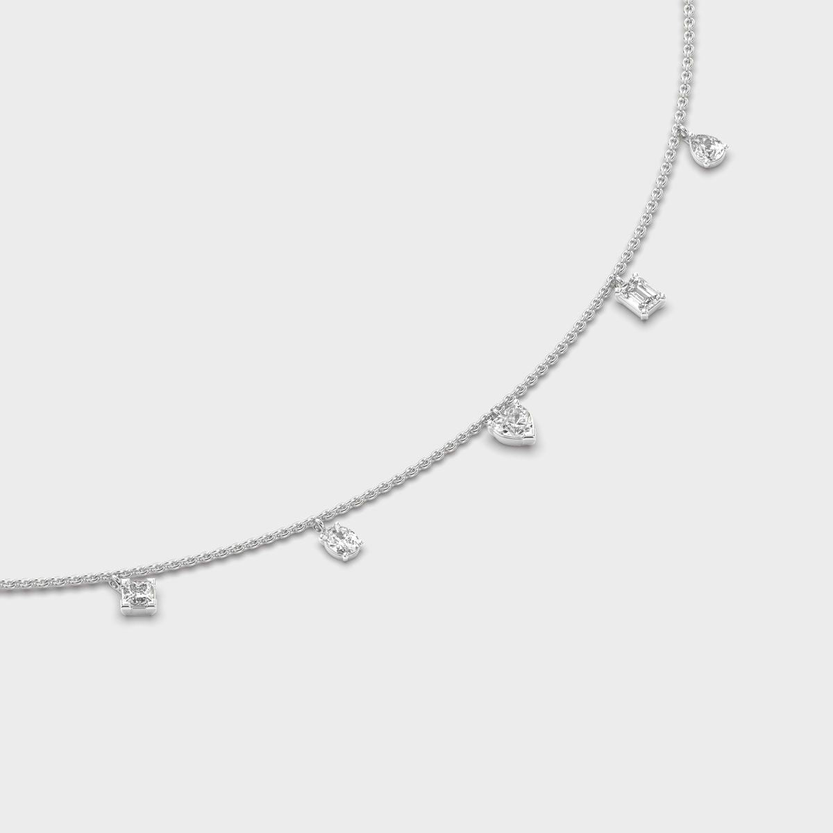 Five Shape Charm Diamond Necklace