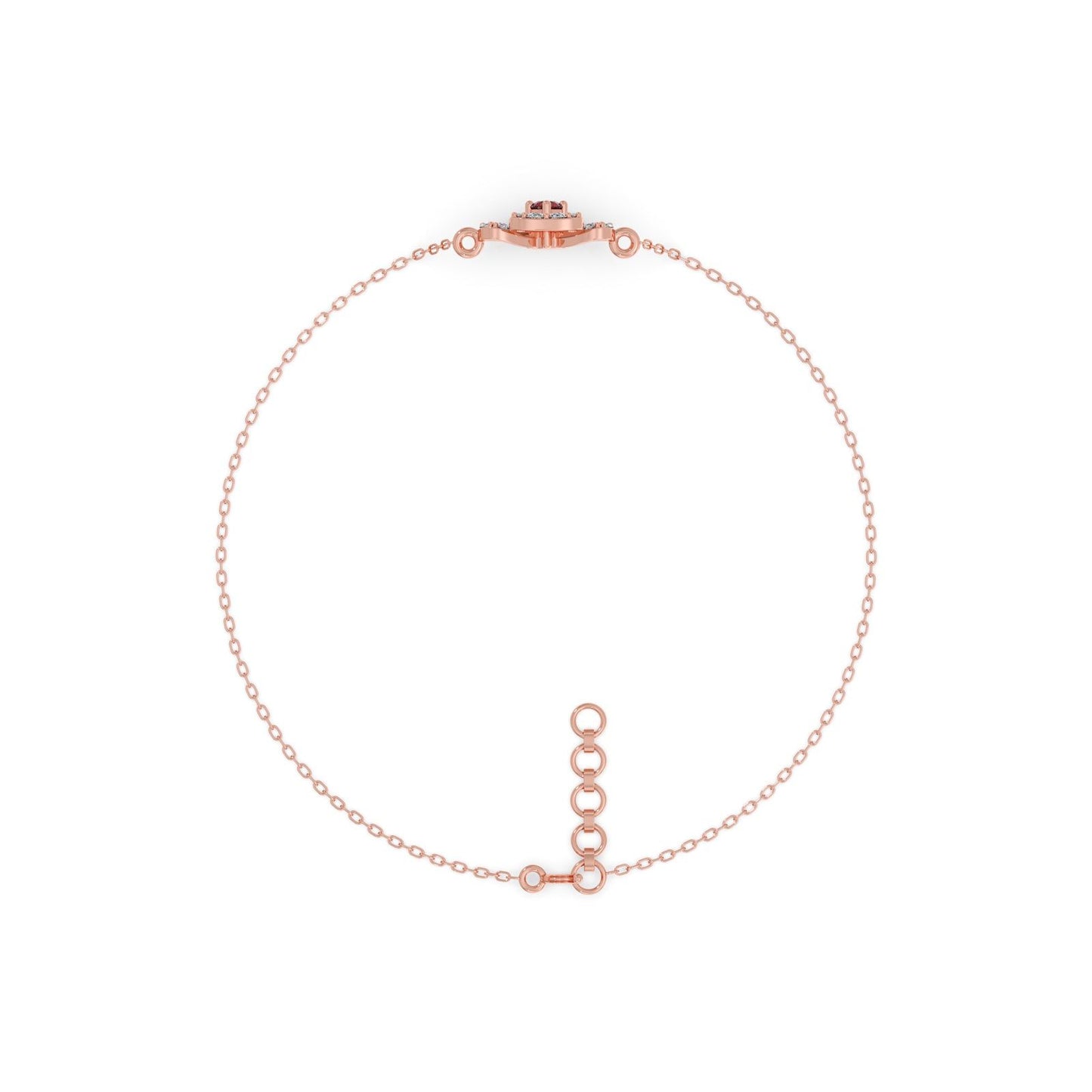 Red Gemstone Diamond Chain Bracelet