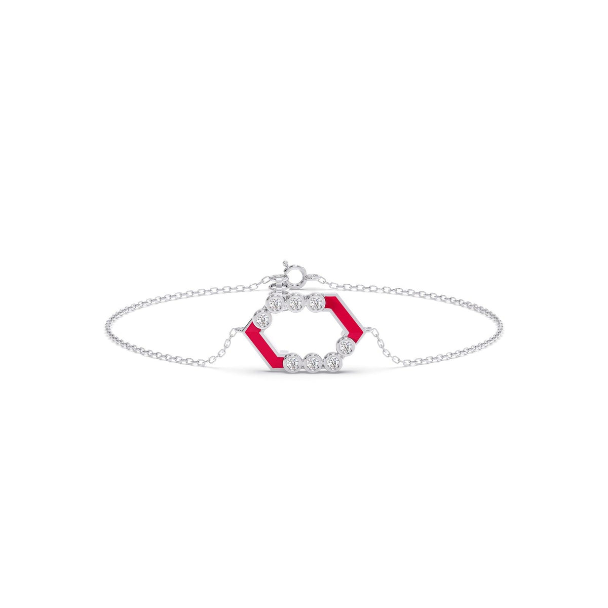 Hexora-Enamel Scarlet Diamond Chain Bracelet