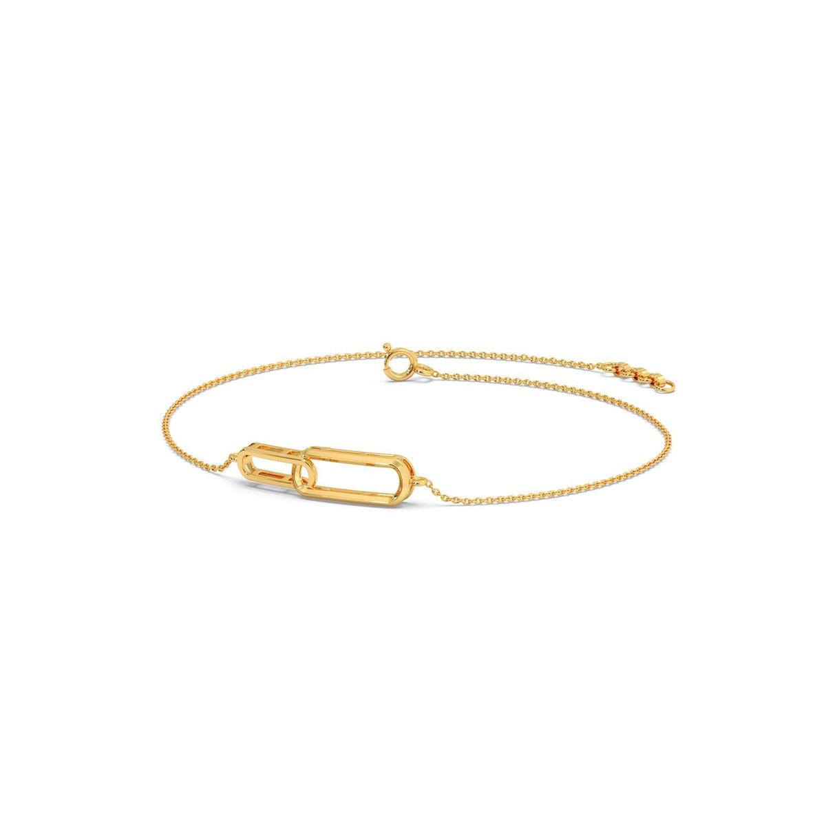 Dual Link Plain Gold Chain Bracelet