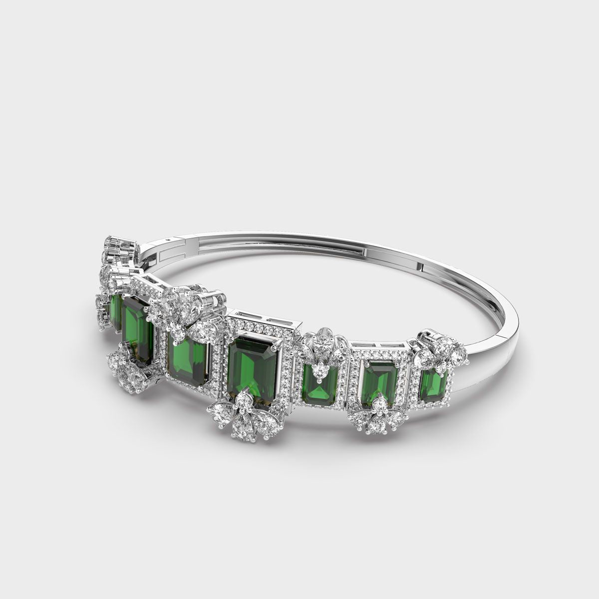 Green Wrap Tendril Diamond Bracelet