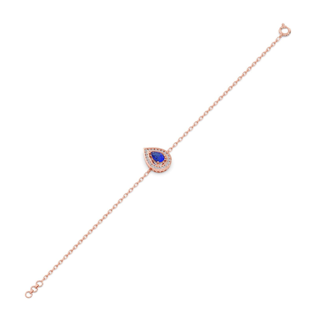 Blue Teardrop Halo Diamond Bracelet