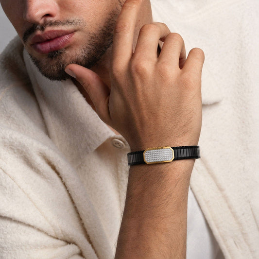 Vertex Shield Pave Diamond Men's Bracelet