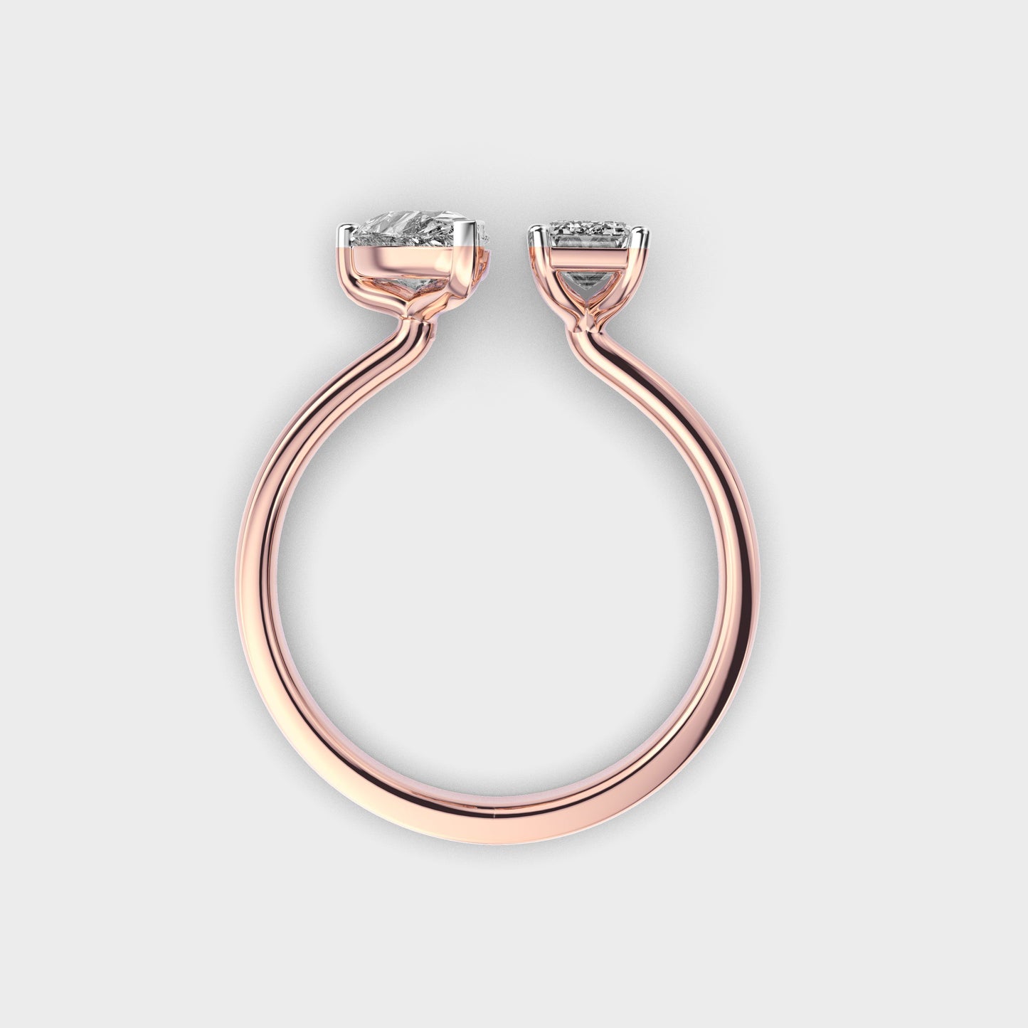 Toi Et Moi Emerald & Pear Diamond Ring - View 13