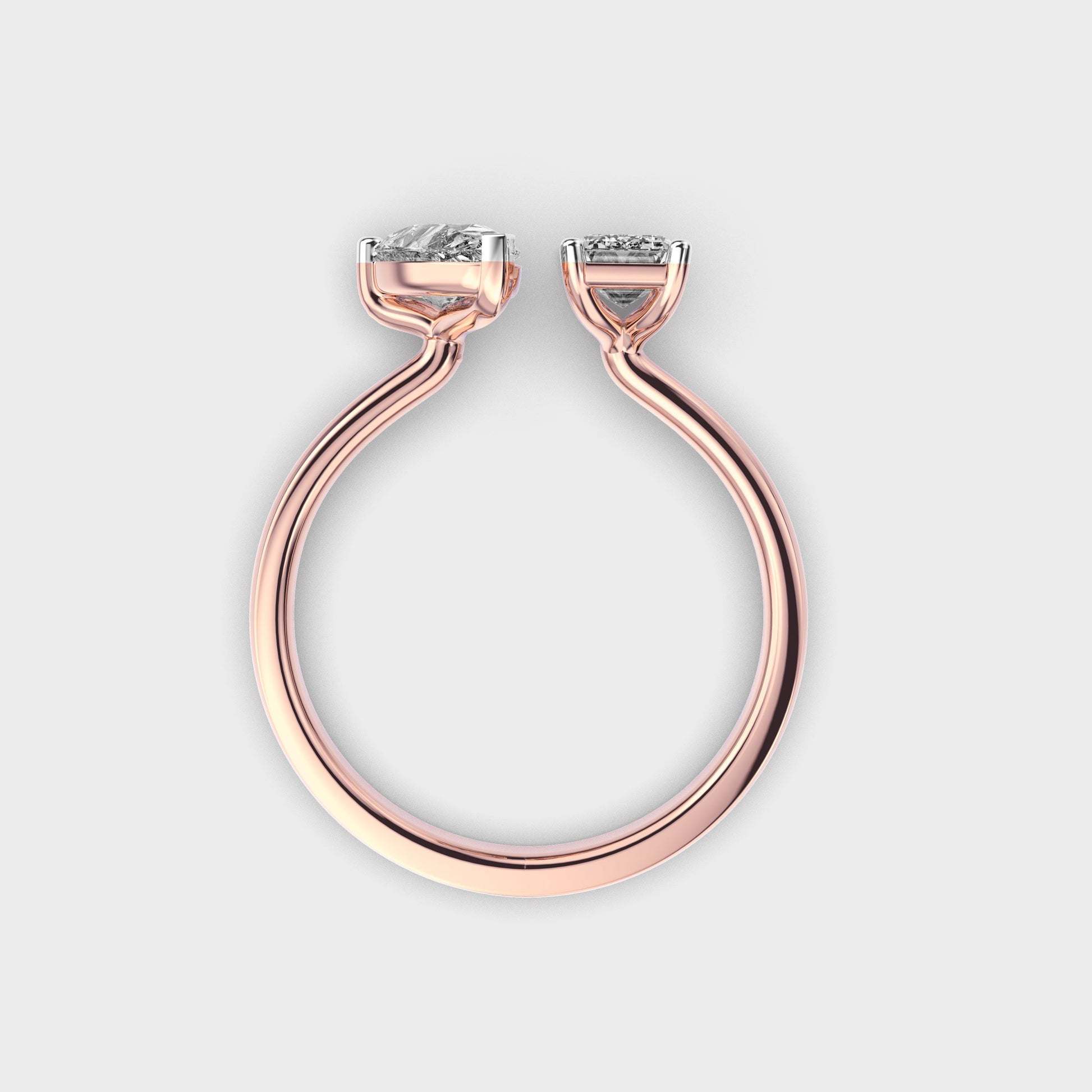 Toi Et Moi Emerald & Pear Diamond Ring - View 13