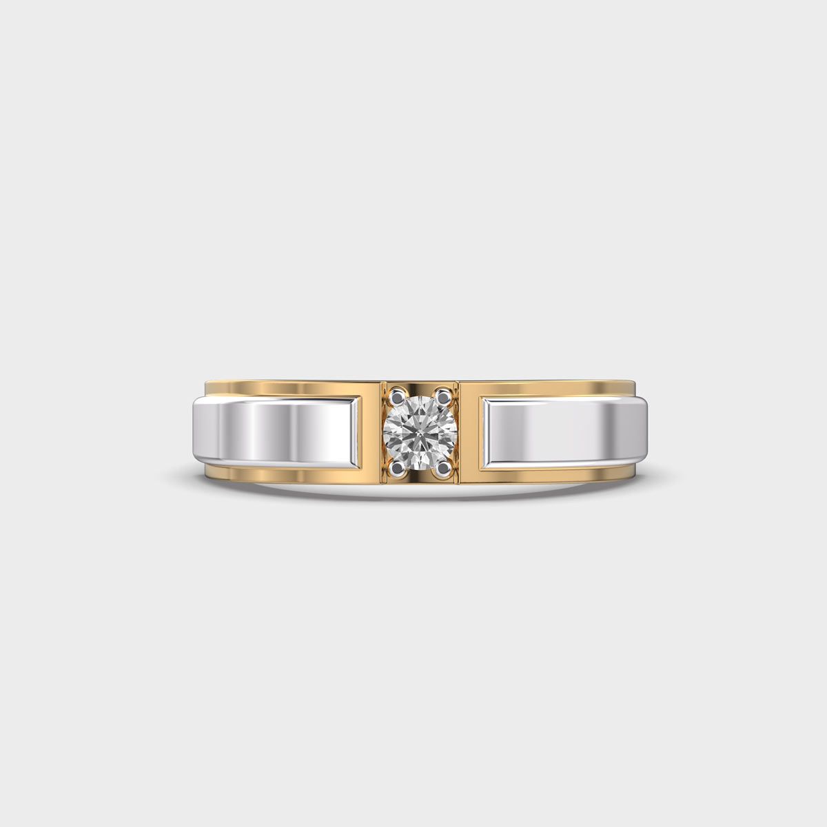 Double Tone Chunky Diamond Band - View 10