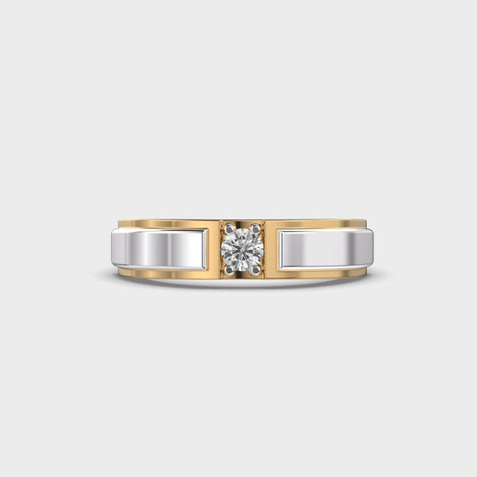 Double Tone Chunky Diamond Band - View 10