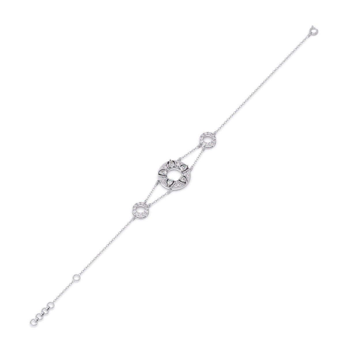 Round Diamond Triple Circle Bracelet
