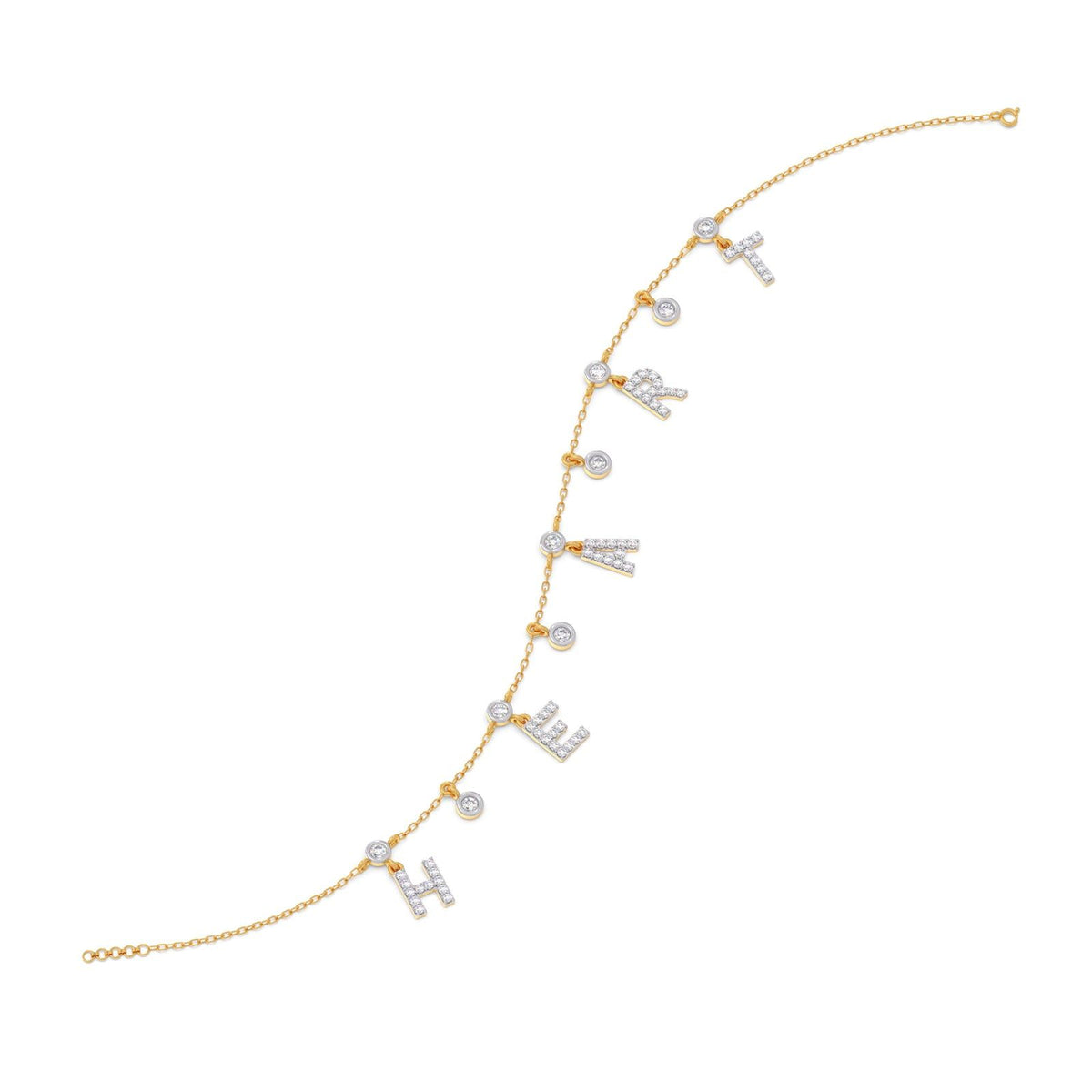Heart Letters Diamond Charm Bracelet