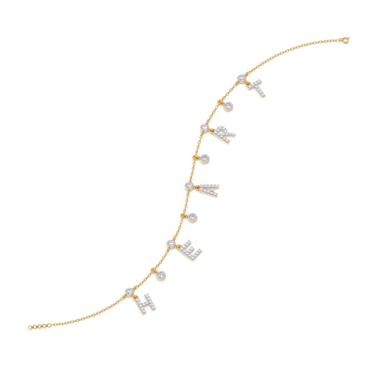 Heart Letters Diamond Charm Bracelet