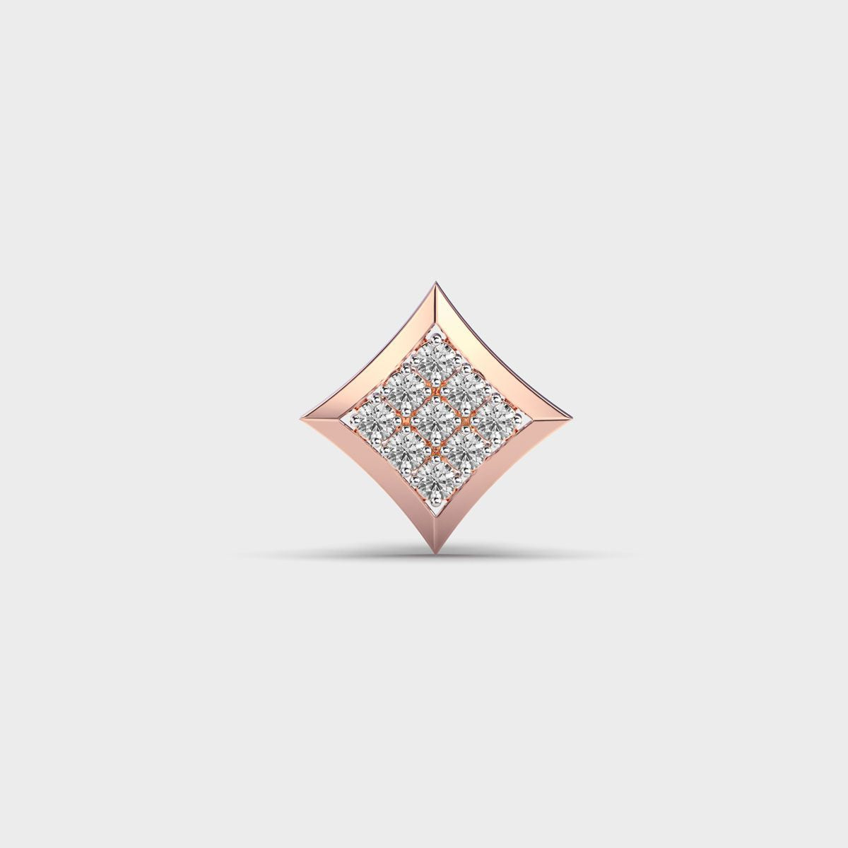 9 Rhombus Round Diamond Stud For Men