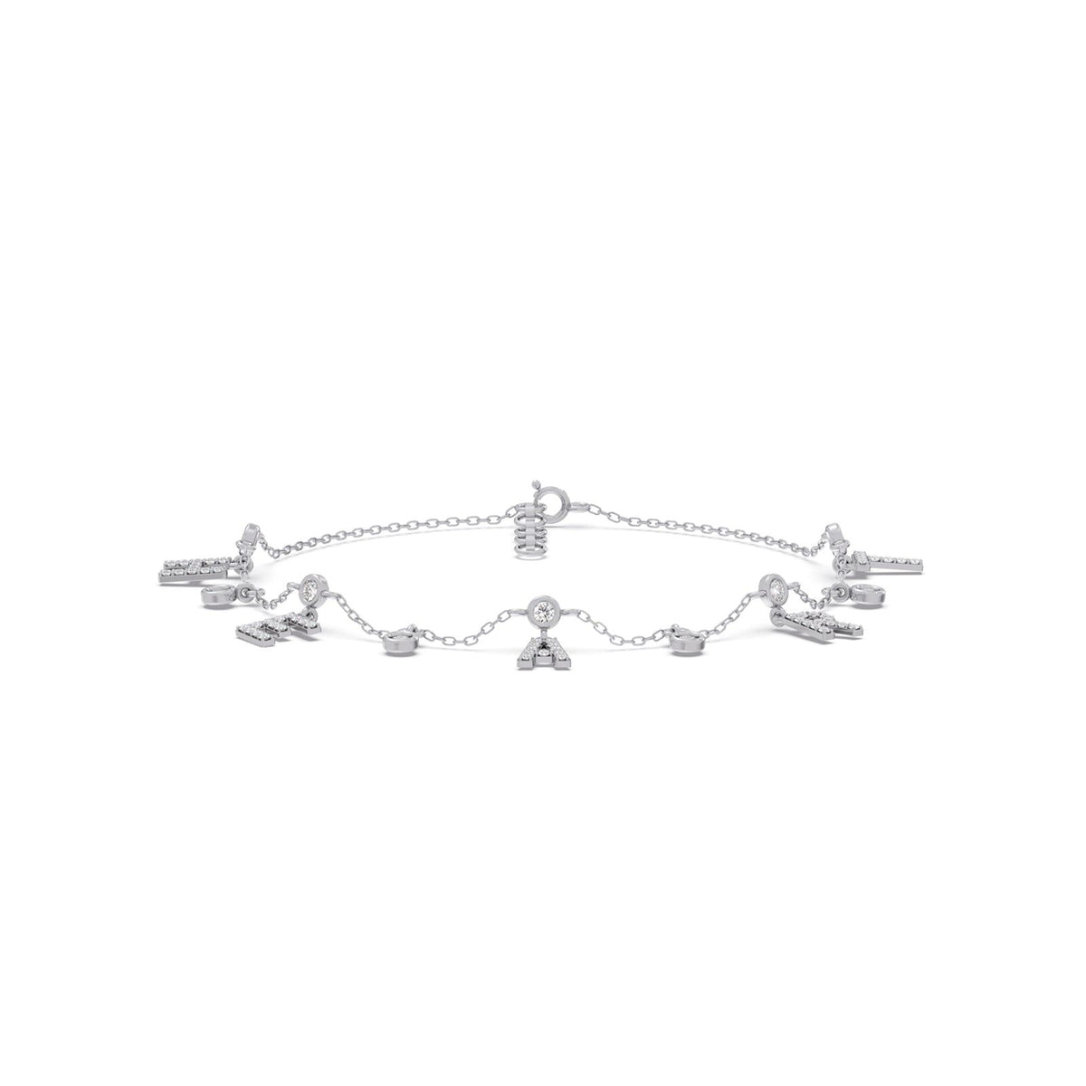 Heart Letters Diamond Charm Bracelet