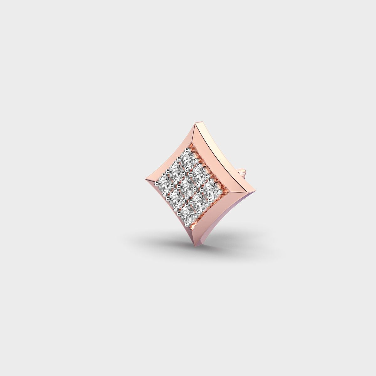 9 Rhombus Round Diamond Stud For Men