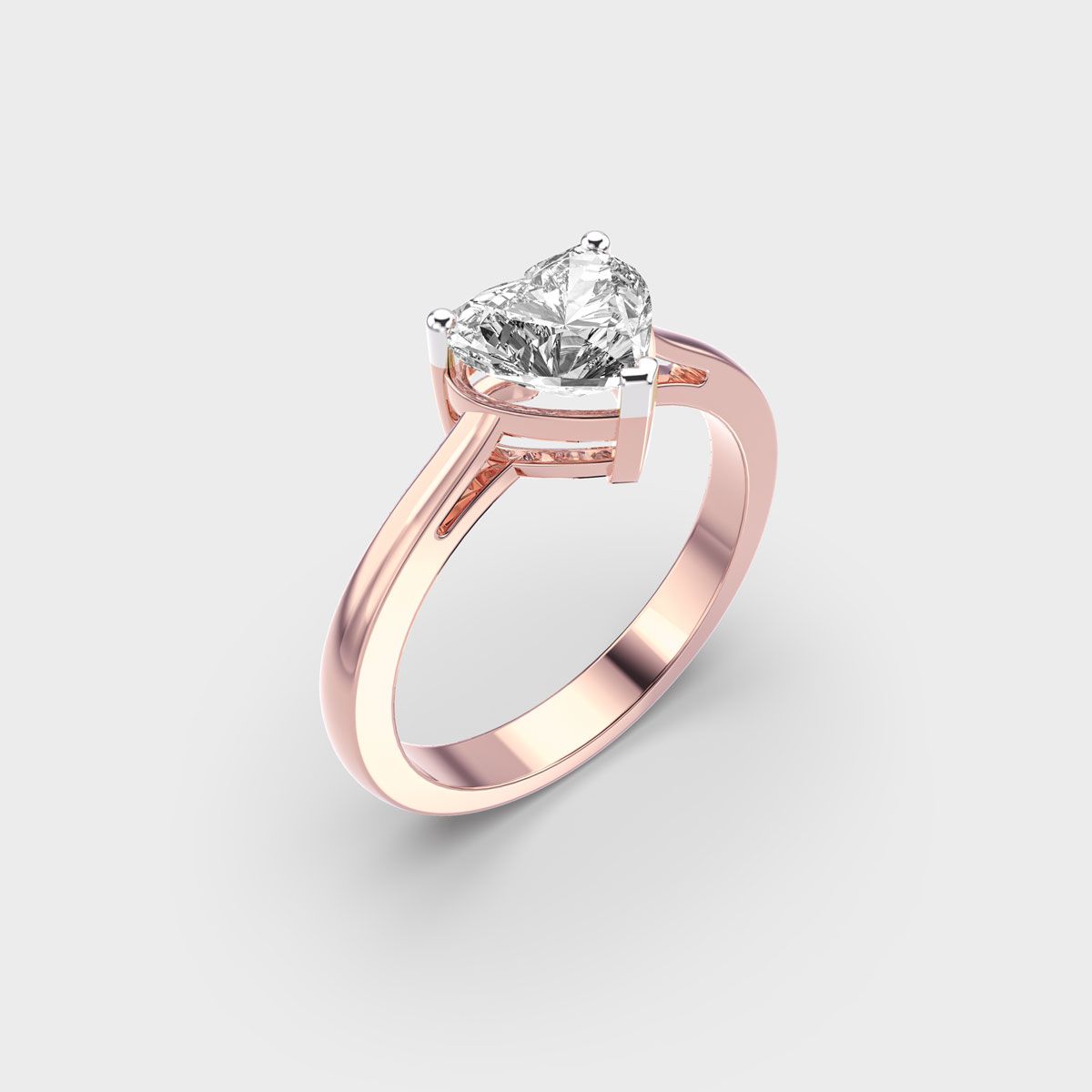 Love Me More Heart Solitaire Diamond Ring - View 7