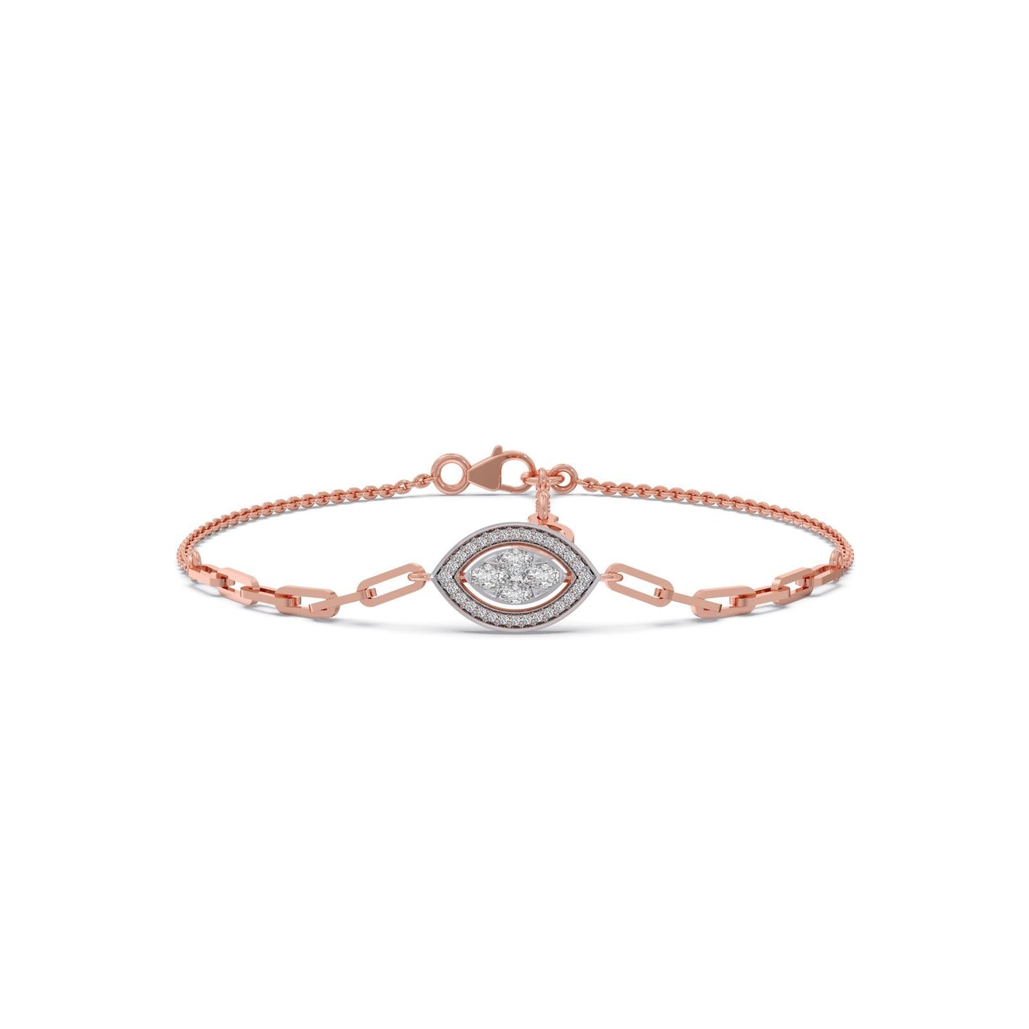 Cathedral Halo Marquise Chain Bracelet