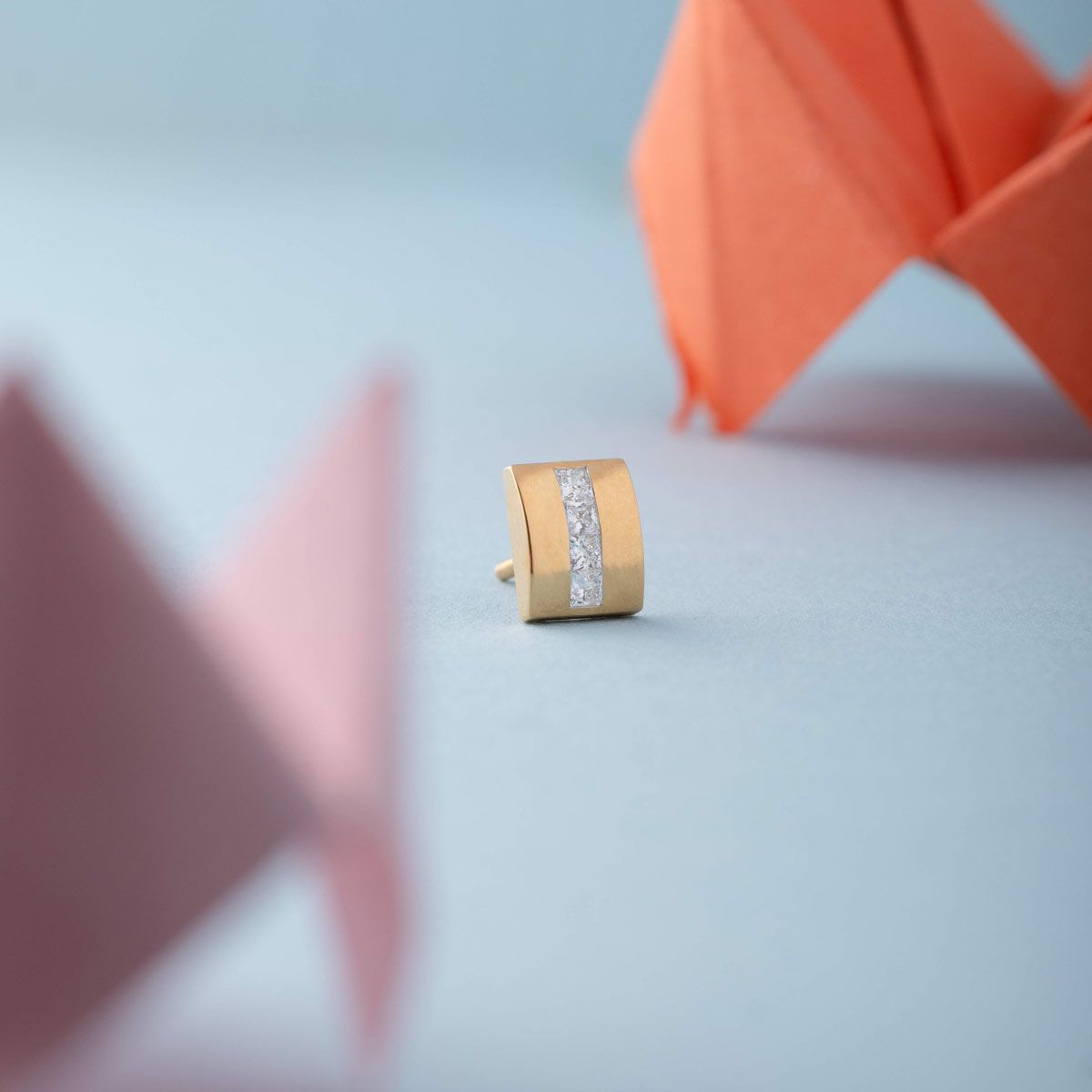 Diamond Drift Stud with Clustered Strip