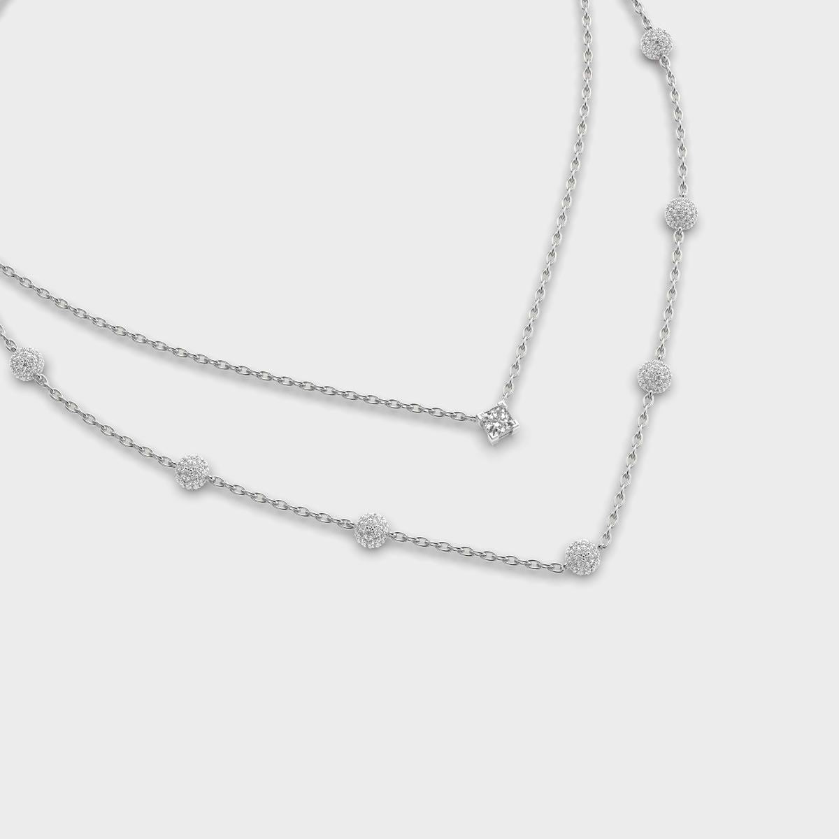 Double Chain Layered Diamond Necklace
