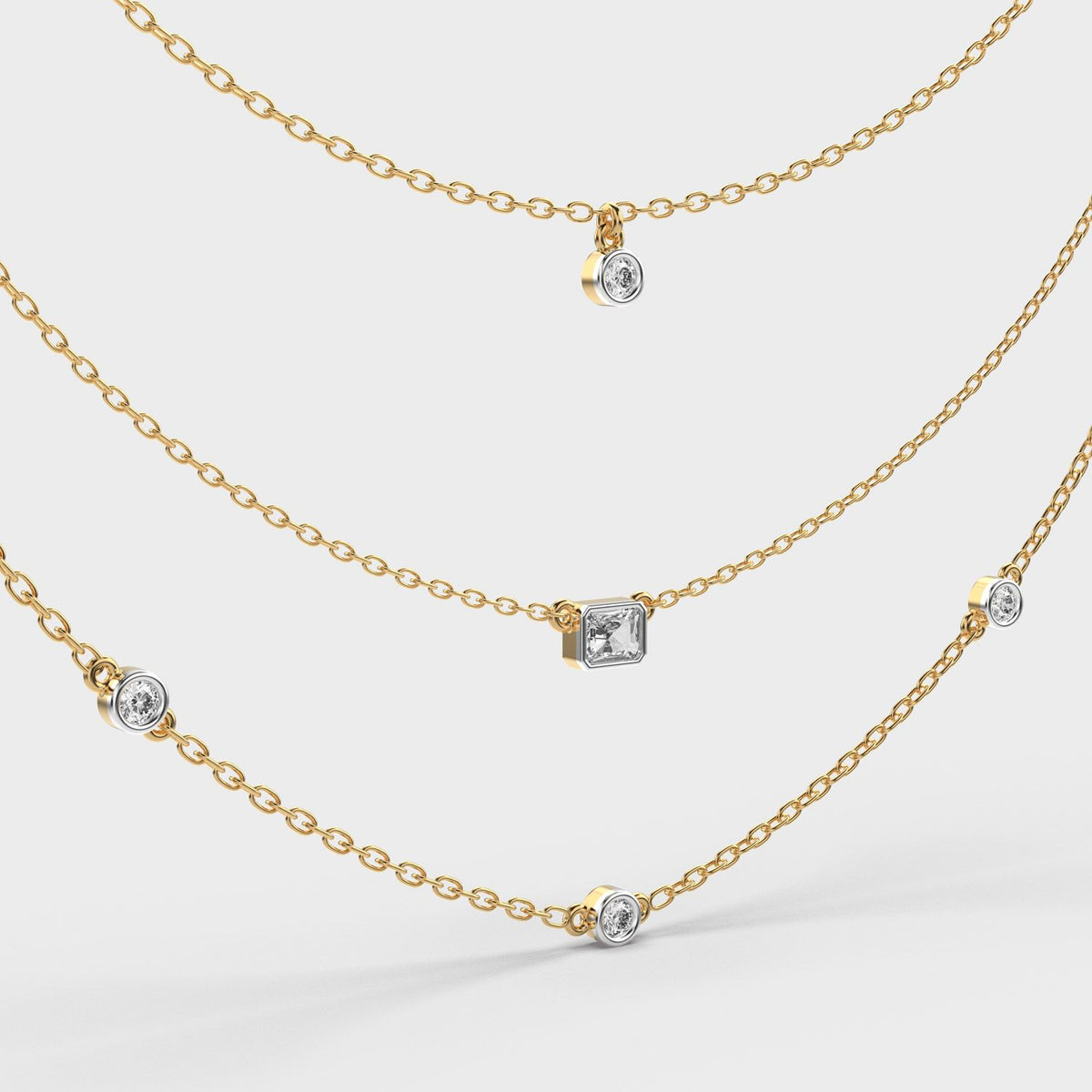 Three Layer Showcase Diamond Necklace