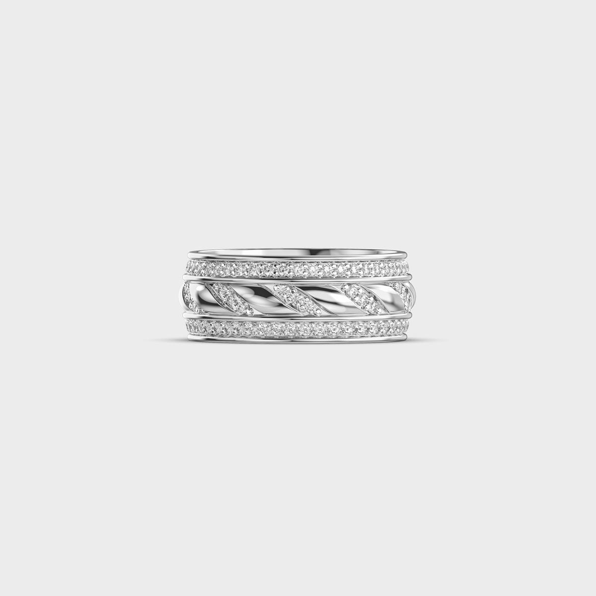 Twisted Rope Pave Diamond Band Ring - View 6