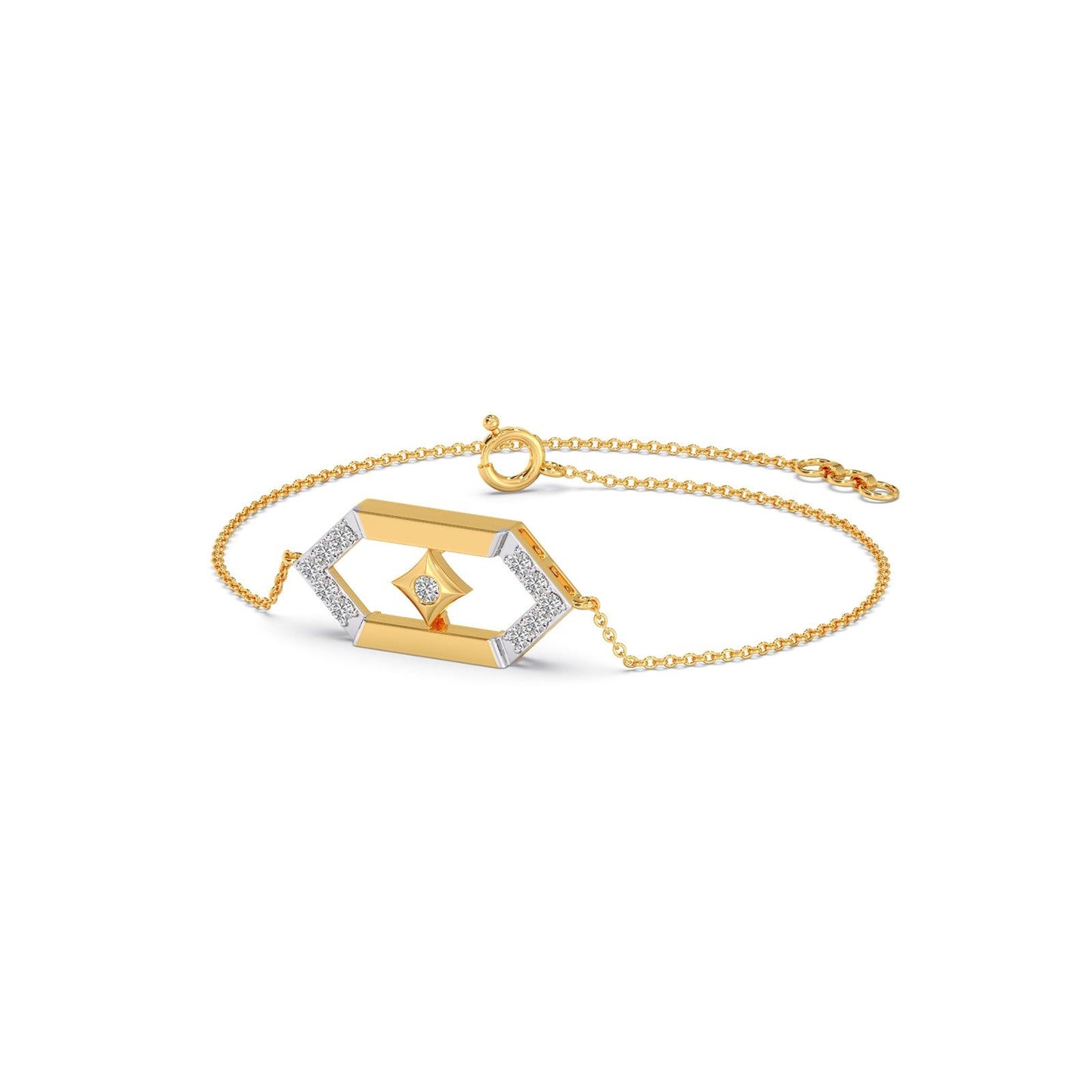Flutter Diamond Hex Link Chain Bracelet