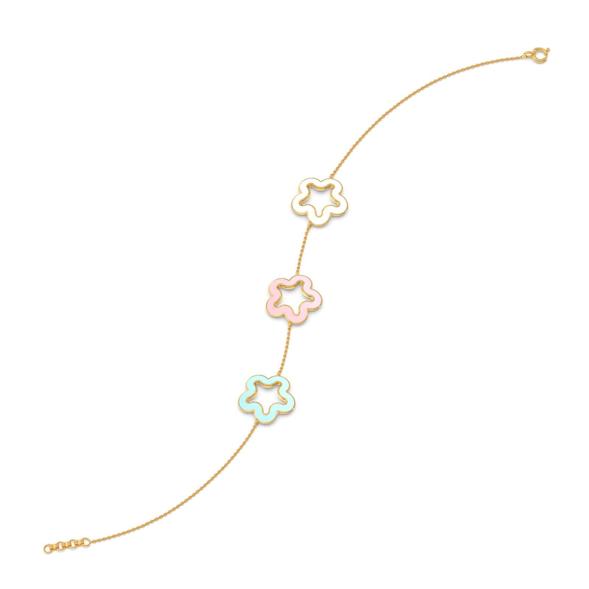 Pastel Floral Plain Gold Chain Bracelet