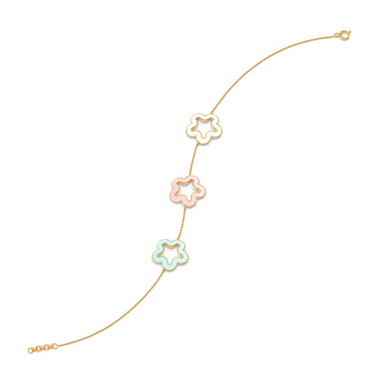 Pastel Floral Plain Gold Chain Bracelet