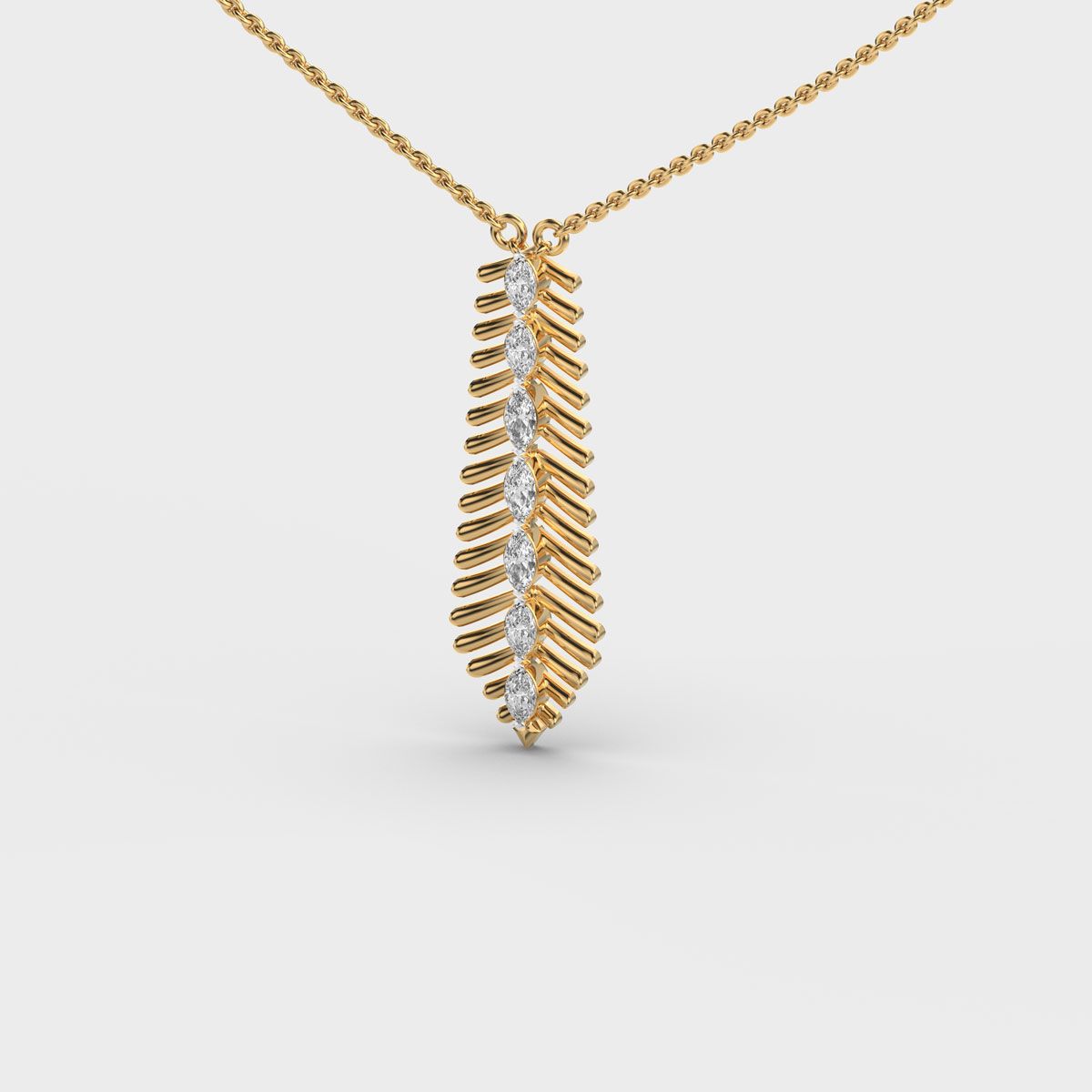 Elongated Fern Diamond Necklace
