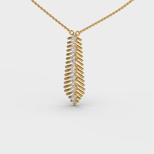 Elongated Fern Diamond Necklace