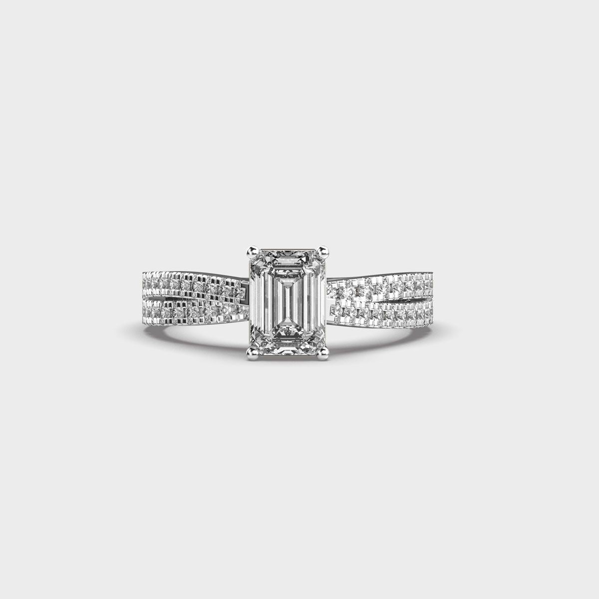 Elvira Emerald Cut Diamond Ring - View 25
