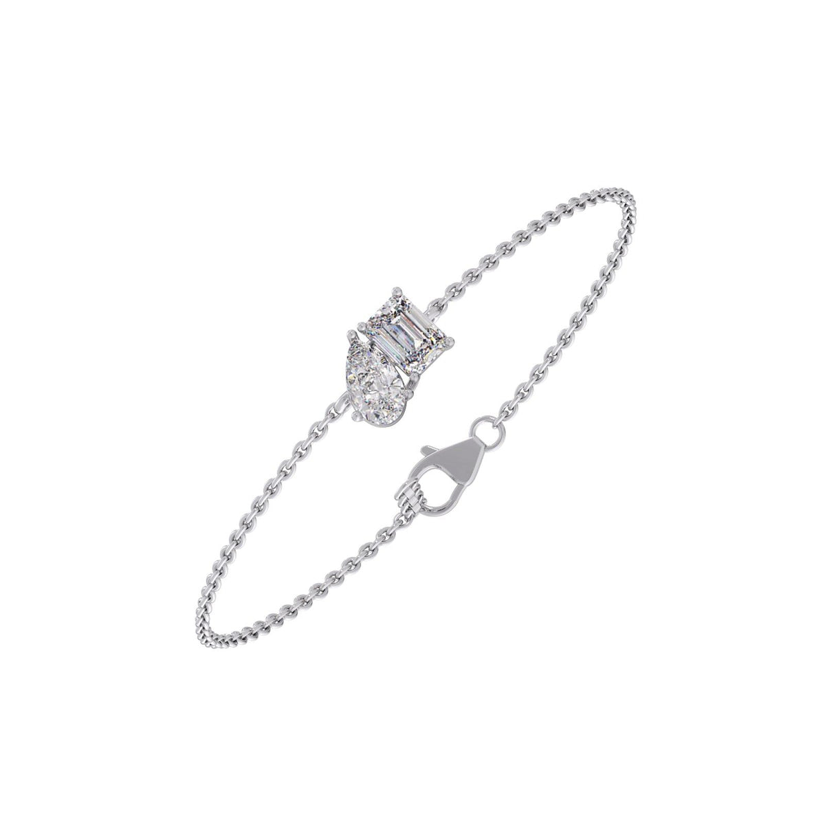 Pear & Emerald Cut Diamond Delicate Chain Bracelet