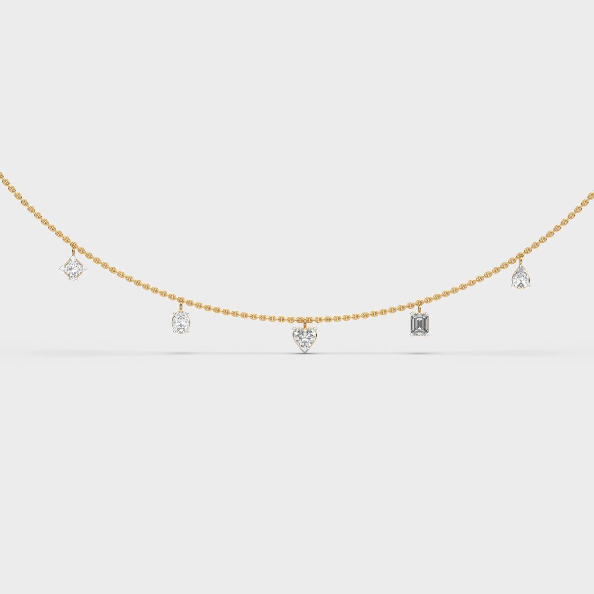 Five Shape Charm Diamond Necklace