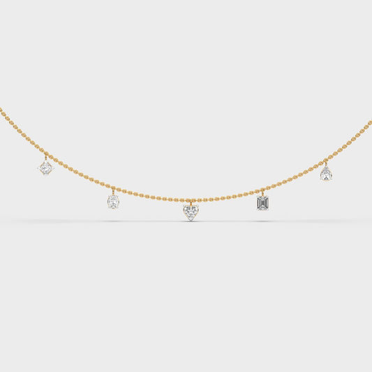 Five Shape Charm Diamond Necklace