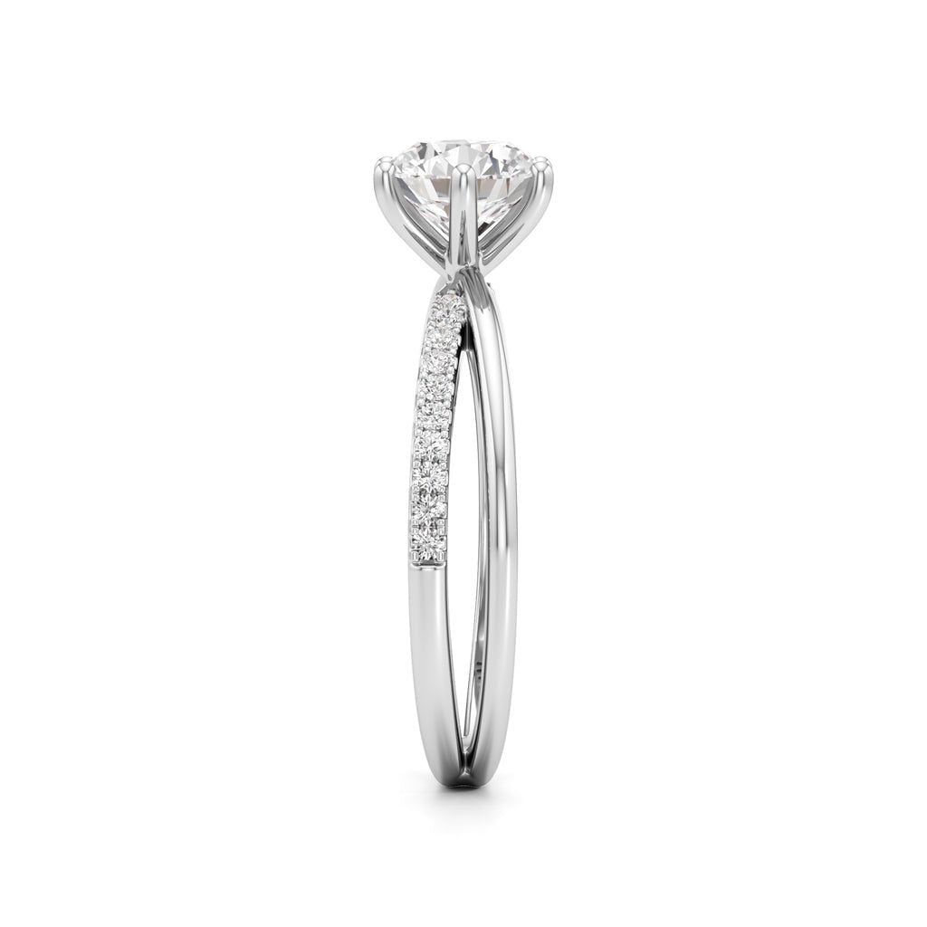 Round Solitaire Bypass Ring with Alina Accents