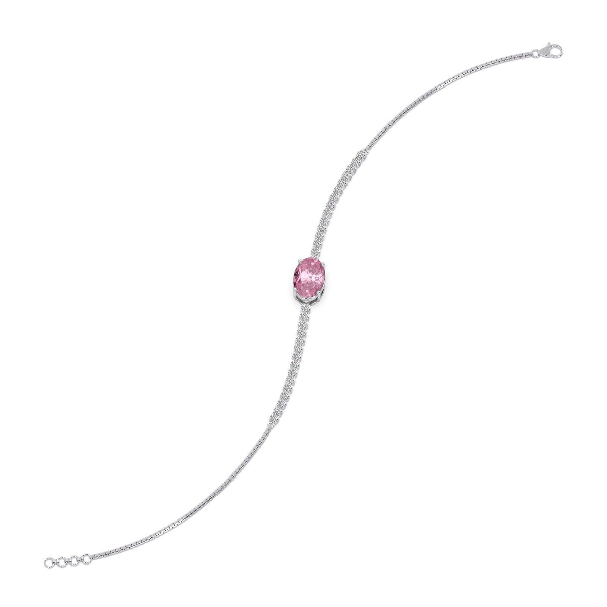 Pink-Majesty Oval Solitaire Chain Bracelet