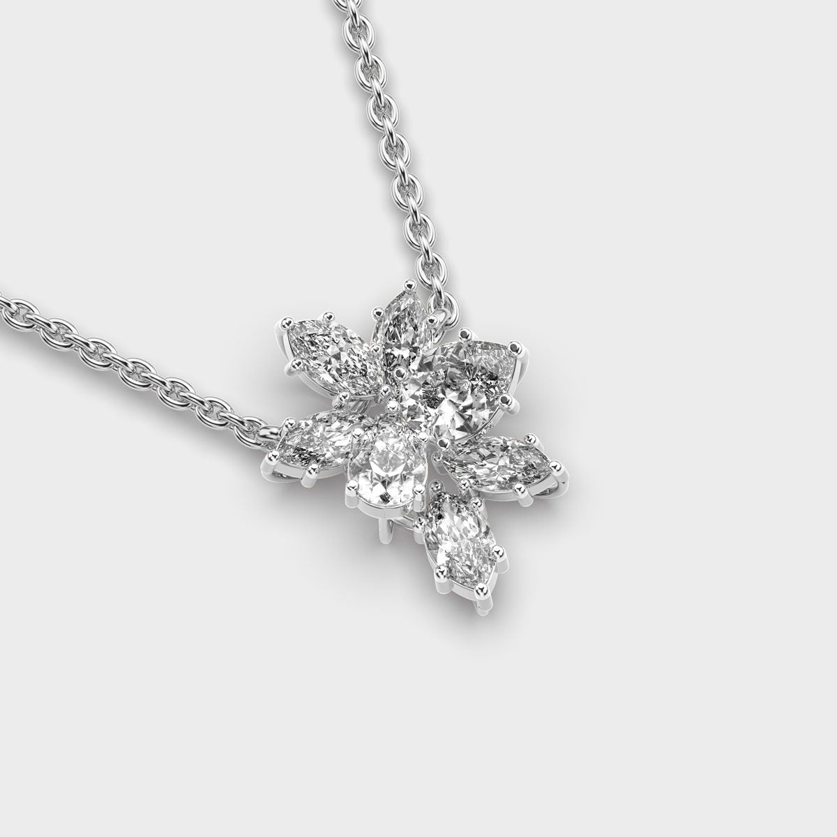 Cluster Flower Marquise Diamond Necklace